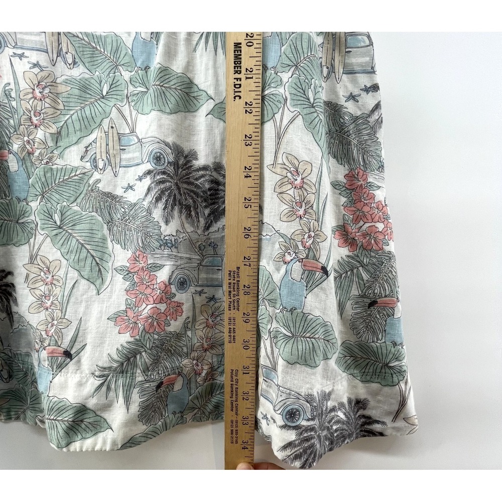 C&C California Dress Size S Linen Tropical Print Sleeveless Shift Pockets Beach - Picture 7 of 7